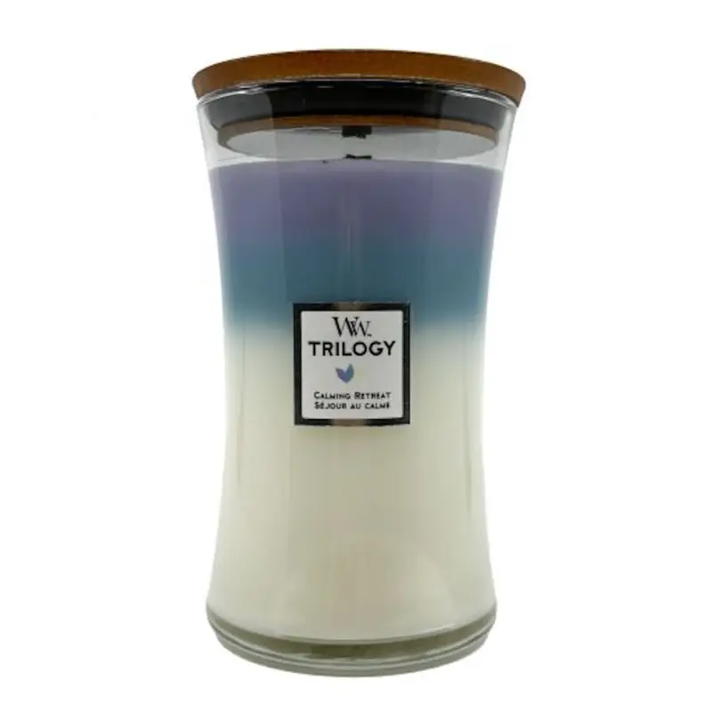 Nová Kolekce WoodWick Trilogy Large Hourglass CandleCalming Retreat 610 g