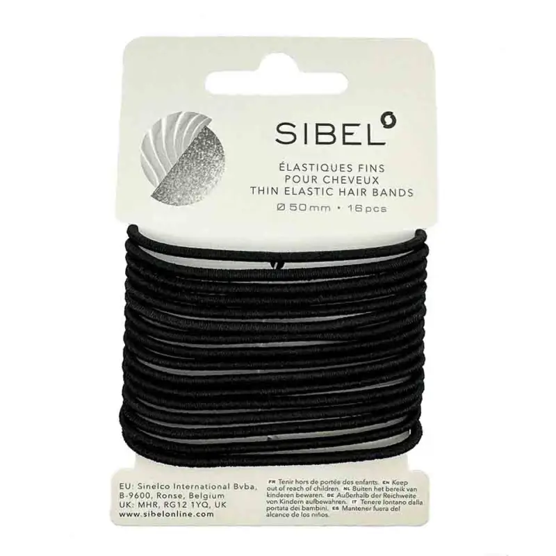 Akční Cena Sibel Elastic Thin Hair Bands Black 50 mm 16 ks