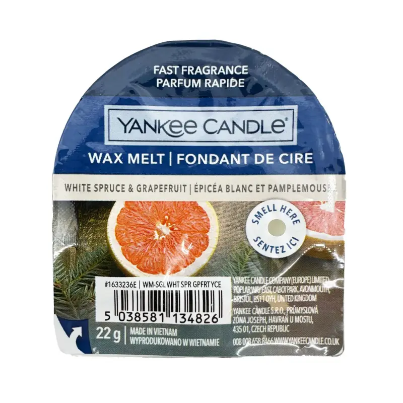 Jen Po Omezenou Doba Yankee Candle Wax Melt White Spruce & Grapefruit 22 g