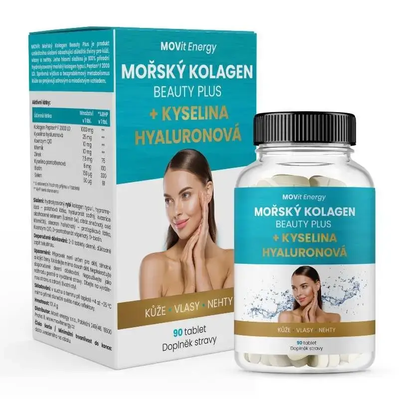 MOVit Energy Mořský Kolagen Beauty Plus a Kyselina hyaluronová 90 tablet Levný