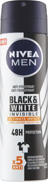 Nivea Men Black & White Invisible Ultimate Impact antiperspirant, 150 ml Jen Po Omezenou Doba