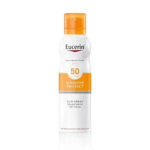 Super Cena Eucerin Sun Sensitive Protect SPF50+ transparentní sprej na opalování Dry Touch 200 ml