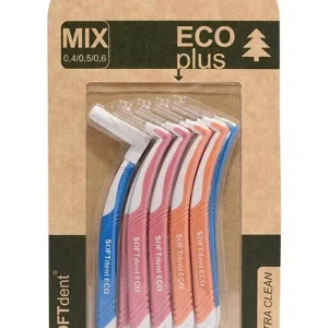 Softdent ECO mezizubní kartáček zahnutý mix 10 ks Originální