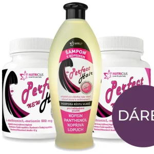 Ověřený Nutricius Perfect HAIR New methionin 500 mg 2x100 tablet + dárek Kofeinový šampon