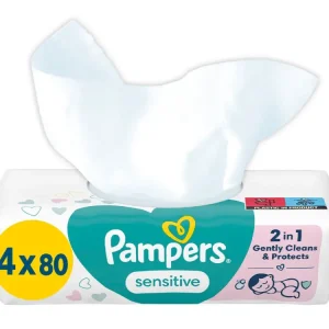Pampers Sensitive XXL dětské čisticí vlhčené ubrousky 4x80 ks Nízká Cena