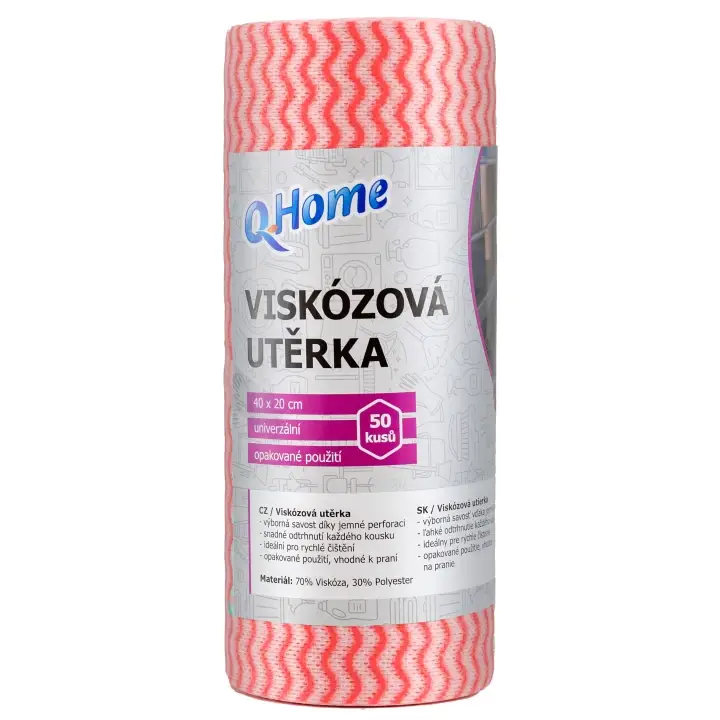 Aktuální Q-Home Viskózová utěrka, mix barev, 50 ks
