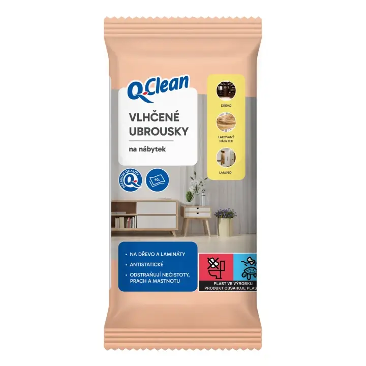 Q-Clean Vlhčené ubrousky na nábytek 40 ks Akční Cena