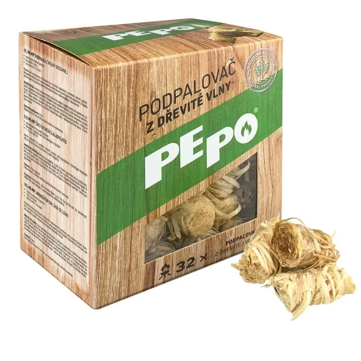 Výprodej PE-PO podpalovač z dřevité vlny 32 ks