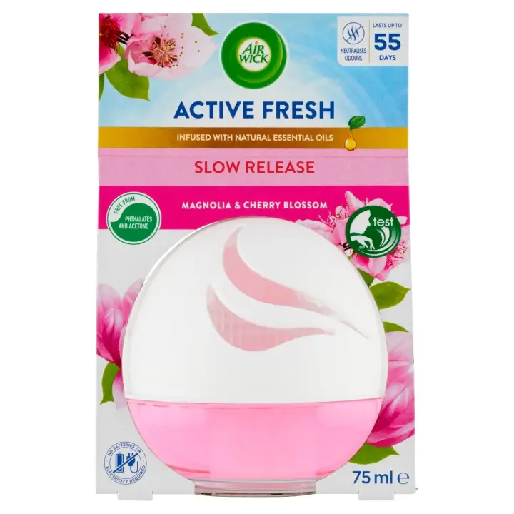 Air Wick Active Fresh Decosphere magnolie a květy třešní osvěžovač vzduchu 75ml Omezená Nabídka