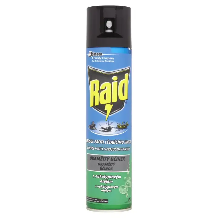 Zlevněný Raid® Aerosol proti létajícímu hmyzu s eukalyptovým olejem 400 ml