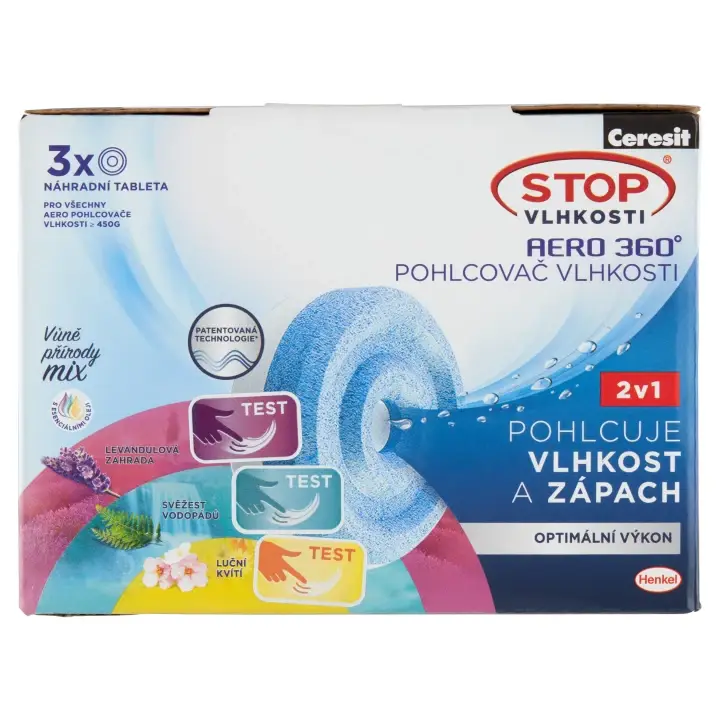 Sezónní Sleva Ceresit Stop Vlhkosti Aero 360° náhradní tablety vůně přírody mix 3 x 450 g