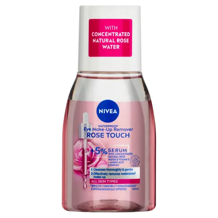 Autentický Nivea Rose Touch Dvoufázový voděodolný odličovač očí a make-upu 100ml