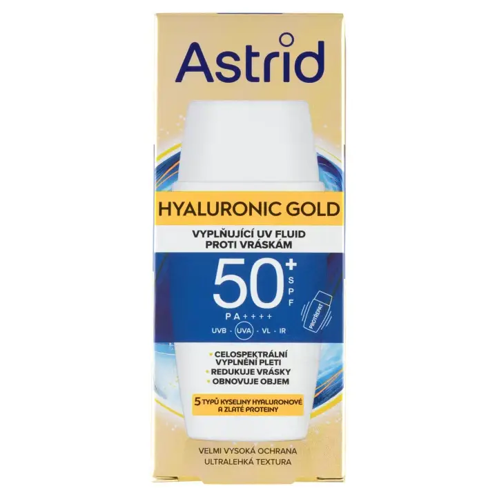 Astrid Hyaluronic Gold vyplňující UV fluid proti vráskám SPF 50+ 50ml Speciální Cena