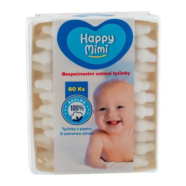 Happy Mimi Bezpečnostní vatové tyčinky 60ks Značkový