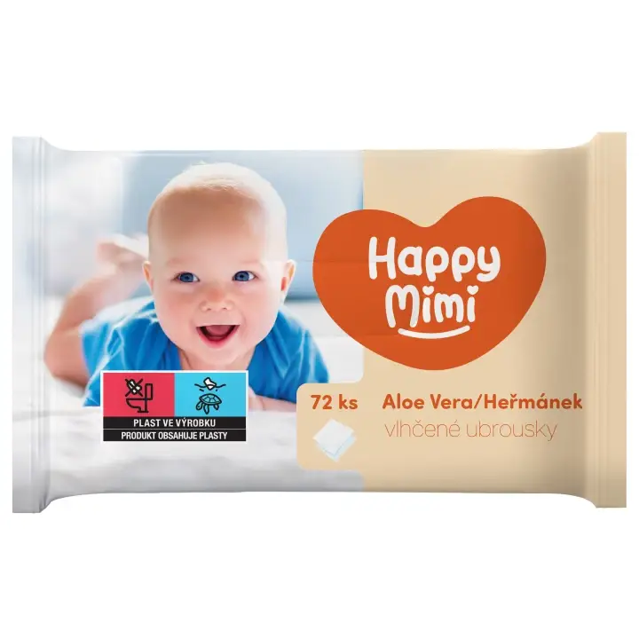 Happy Mimi Dětské vlhčené ubrousky aloe vera + heřmánek 72 ks Must-Have