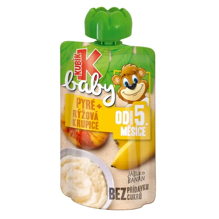 Akční Nabídka Kubík Baby JABLKO, Banán, Rýžová krupice 100g