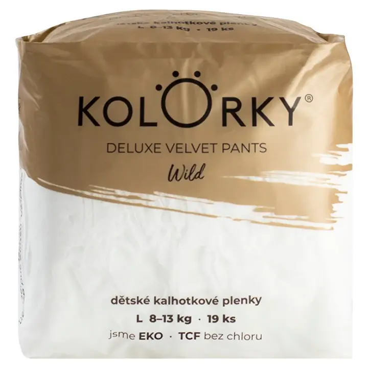 Koupit Online KOLORKY DELUXE VELVET PANTSjednorázové kalhotkové eko plenky wild - L (8-13 kg), 19 ks