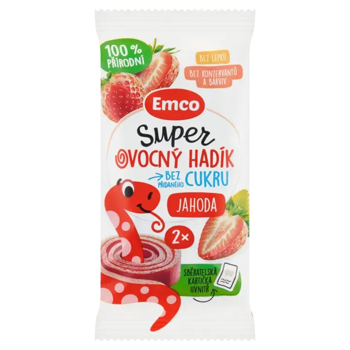 Sezónní Sleva Emco Super ovocný hadík jahoda 2 ks 20g