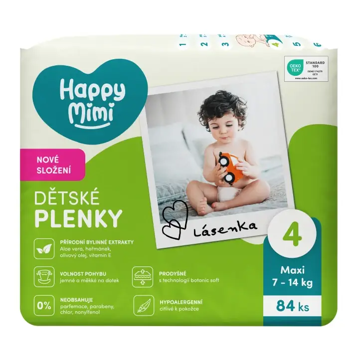 Happy Mimi Dětské plenky JUMBO 4 Maxi, 84 ks Vysoce Kvalitní