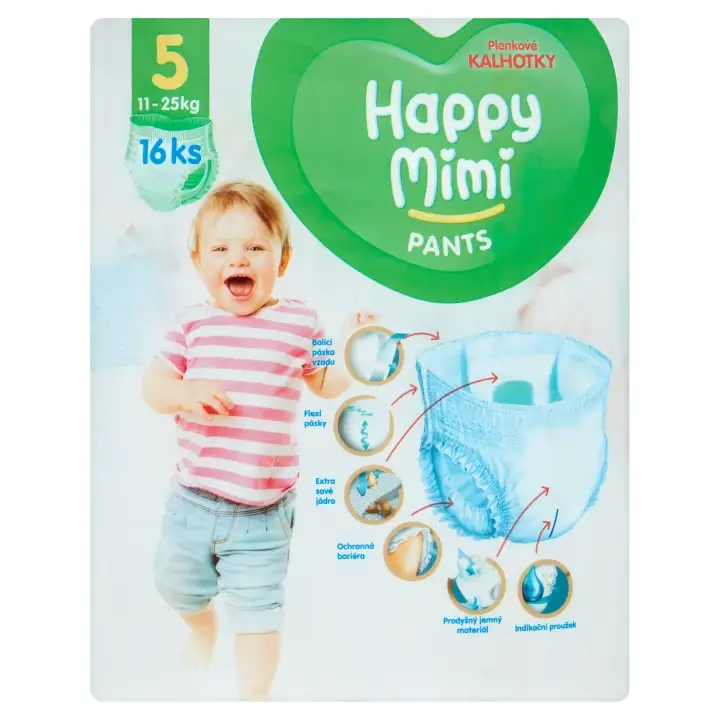 Akce Happy Mimi Pants plenkové kalhotky 5 (11-25kg) 16 ks