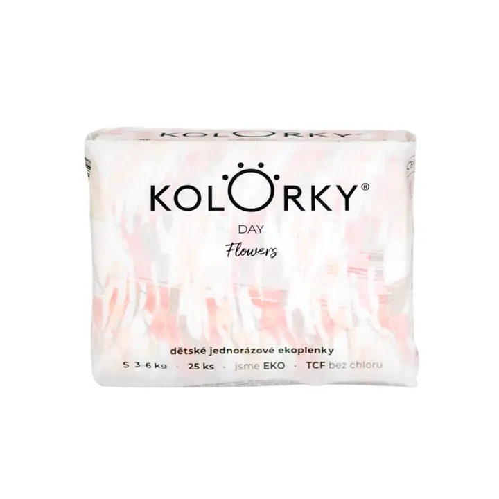 KOLORKY DAY jednorázové eko plenky květy - S (3-6 kg), 25 ks Víkendová Akce