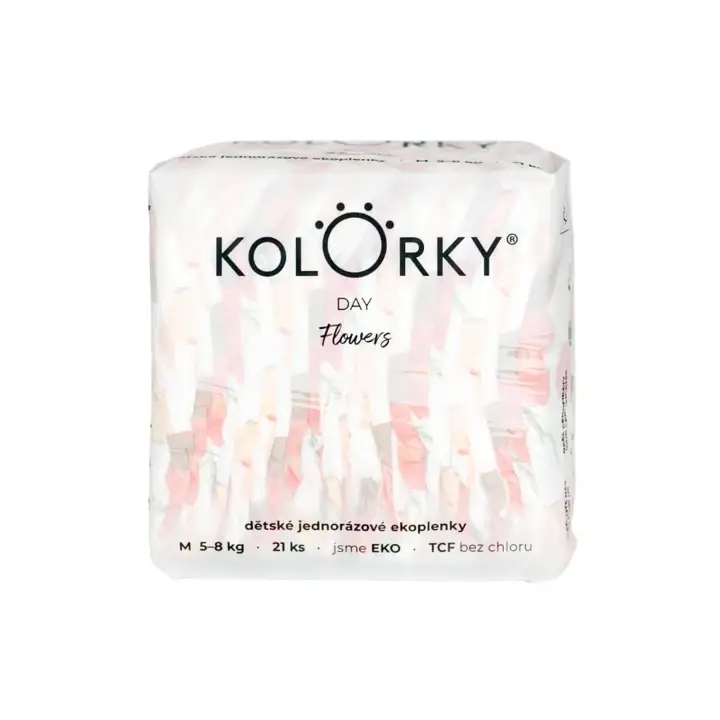 Originální KOLORKY DAY jednorázové eko plenky květy - M (5-8 kg), 21 ks