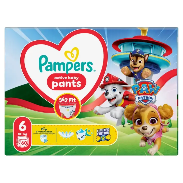 Cenově Výhodný Pampers Active Baby Pants Tlapková Patrola, vel. 6, 60 ks