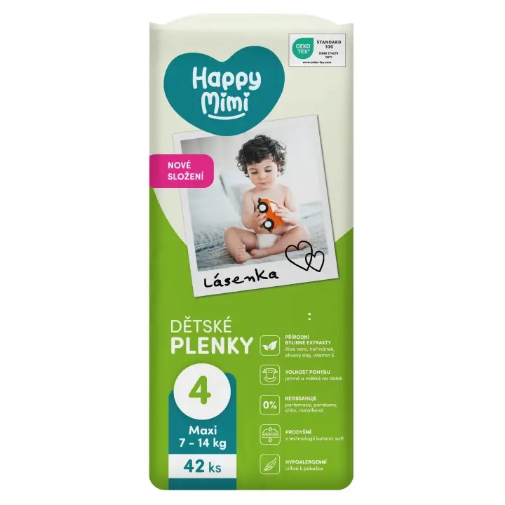 Autentický Happy Mimi Dětské plenky 4 Maxi, 42 ks
