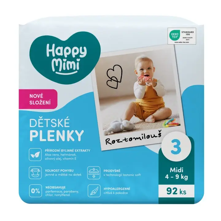 Happy Mimi Dětské plenky JUMBO 3 Midi, 92 ks Bezpečná Platba