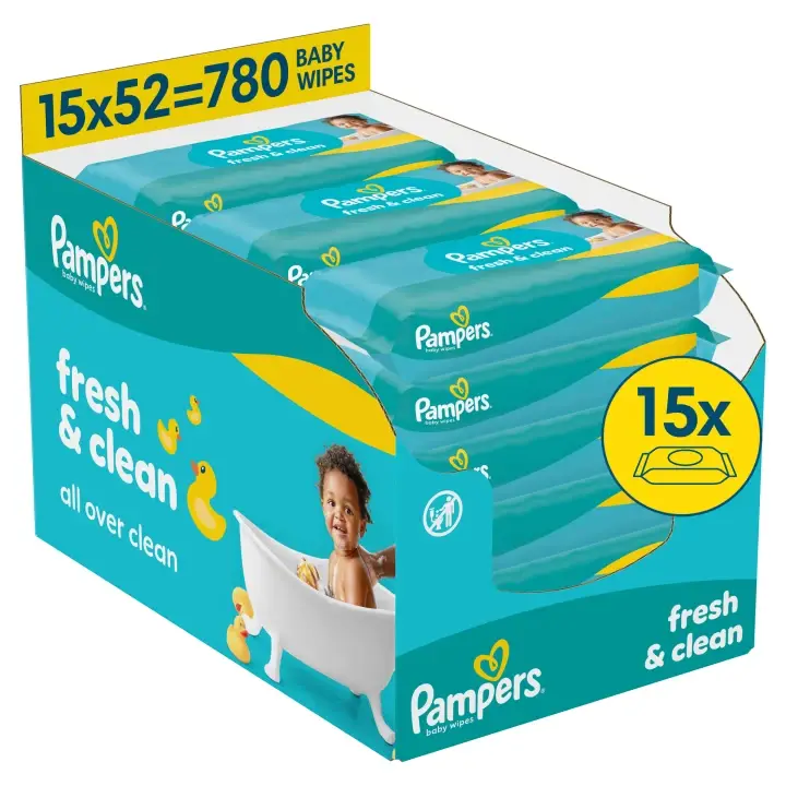 Autentický Pampers Fresh Clean Dětské čisticí ubrousky 780 ks