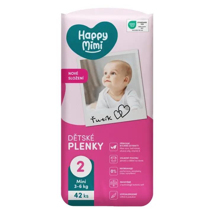 Originální Happy Mimi Dětské plenky 2 Mini, 42 ks