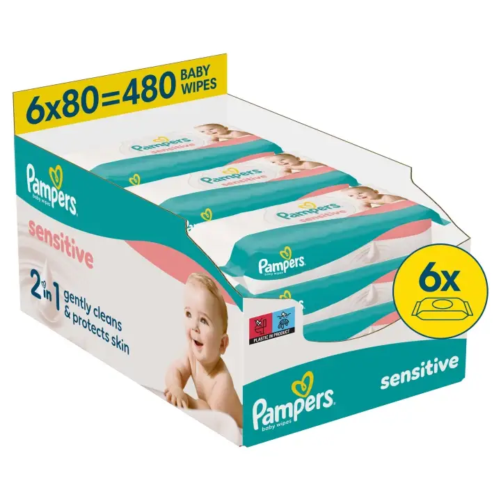 Autentický Pampers Sensitive Baby čisticí ubrousky pro miminko 480 ks