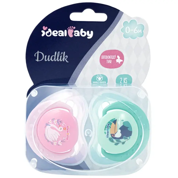 Ideal Baby Dudlíky silikonové 0m+, vel. S, růžový+tyrkysový zelený 2 ks Oblíbený