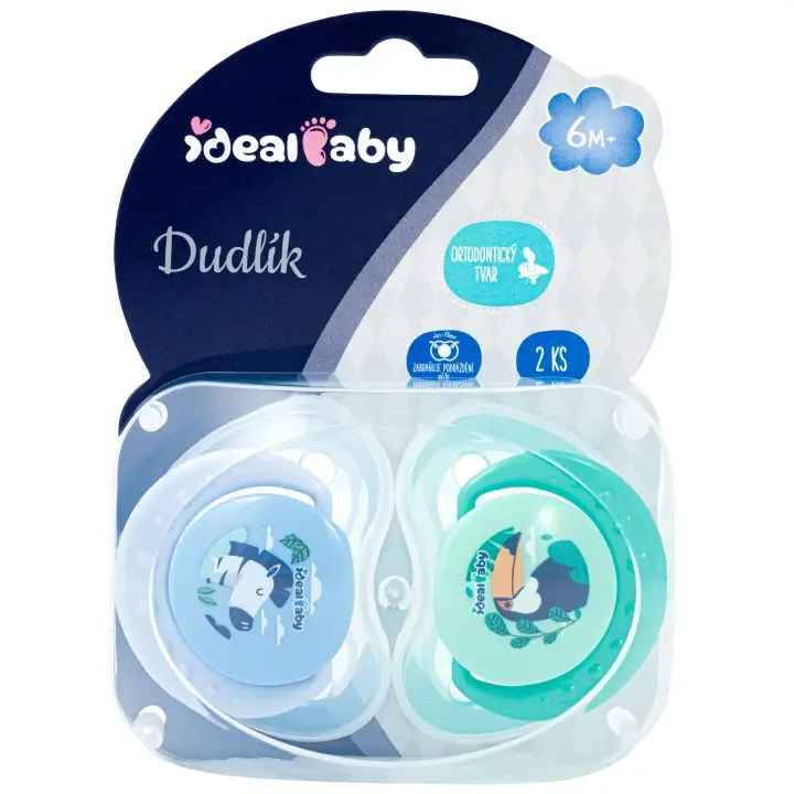 Ideal Baby Dudlíky silikonové 6m+, vel. L, modrý+tyrkysový zelený 2 ks Vrácení Zdarma