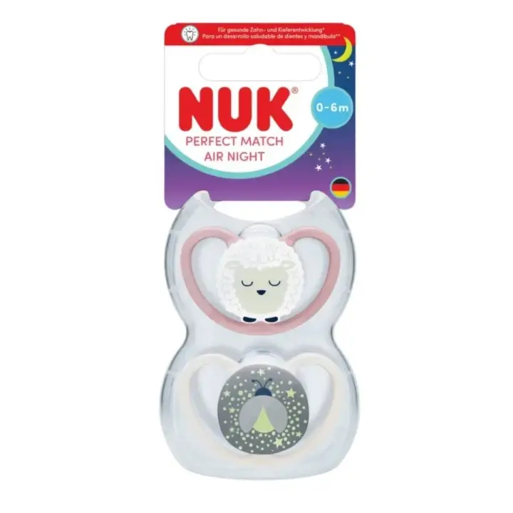 NUK Dudlík Perfect Match AIR Night 0-6m - mix barev 2 ks Super Cena