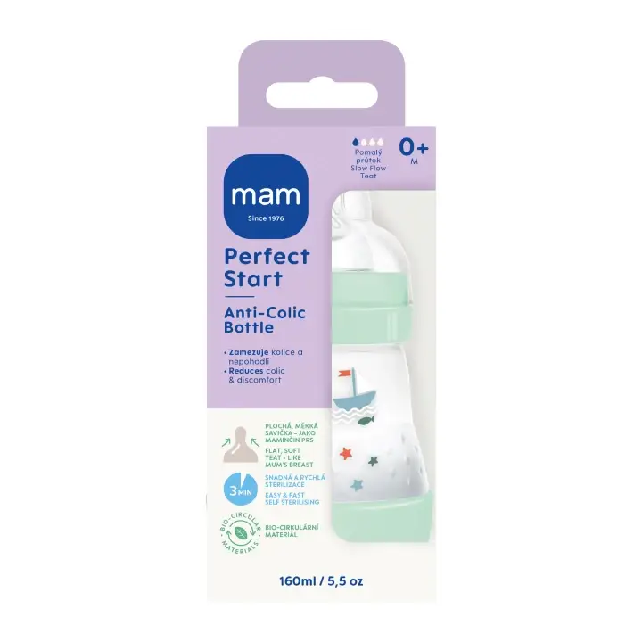 MAM Láhev Anti-Colic - mix barev 160 ml Nová Kolekce