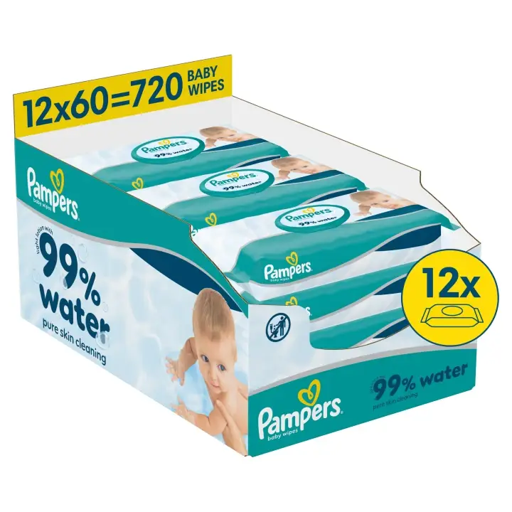 Akční Cena Pampers 99 % vody Dětské čisticí ubrousky 720 ks