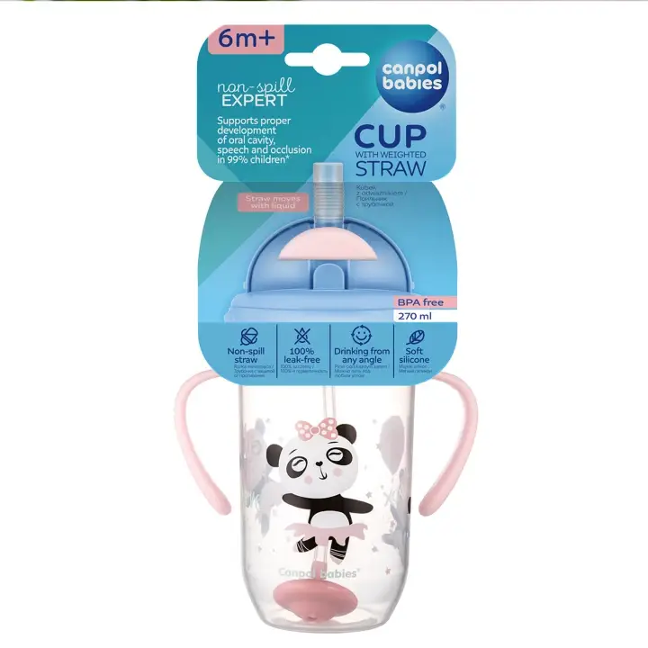 Canpol Babies Nev hrneček se slámkou a závažím růžový 270 ml Cenový Hit