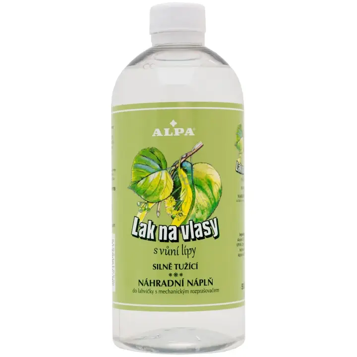 Alpa Lak na vlasy s vůní lípy, silně tužící, náhradní naplň 500 ml Nejlepší Volba