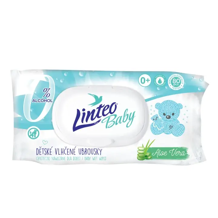 Linteo Baby Dětské vlhčené ubrousky s aloe vera, 80ks Finální Výprodej