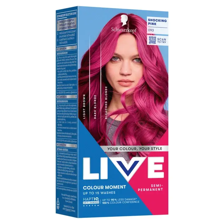 Autentický Schwarzkopf Live Colour Moment Semi-Permanent barva na vlasy 093 zářivá růžová
