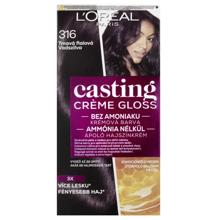 Přímo Od Výrobce L'Oréal Paris Casting Creme Gloss semipermanentní barva na vlasy316 tmavá fialová, 48+72+60ml