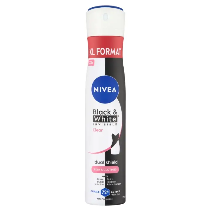 Akční Cena Nivea Black & White Invisible Clear Sprej antiperspirant 200 ml