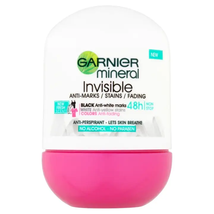 Akční Cena Garnier Mineral Invisible Anti-marks/stains/fading antiperspirant roll-on 50 ml