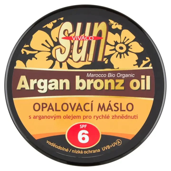 Expresní Doručení VIVACO Sun Opalovací máslo s arganovým olejem pro rychlé zhnědnutí SPF 6 200 ml