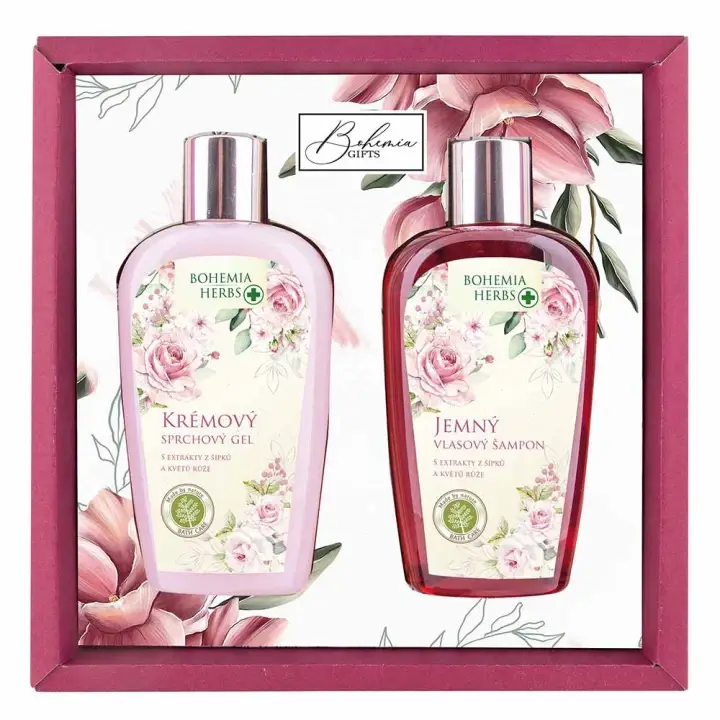 Ověřený Bohemia Herbs dárkové balení Růže sprchový gel 250 ml a vlasový šampon 250 ml