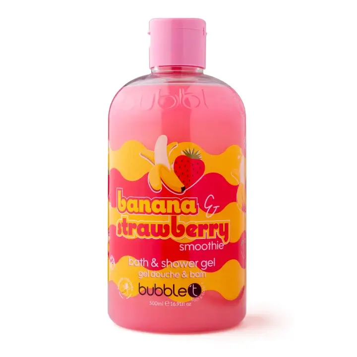 Bubble T Jahodovo-banánový sprchový gel a pěna do koupele Smoothie 500 ml Značkový