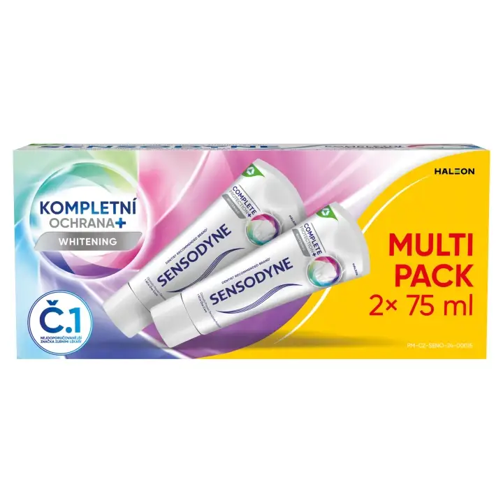 Nejprodávanější Sensodyne Kompletní ochrana + Whitening zubní pasta s fluoridem 2 x 75ml
