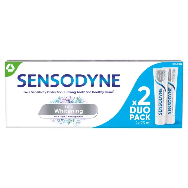 Ověřený Sensodyne Extra Whitening zubní pasta s fluoridem 2 x 75 ml