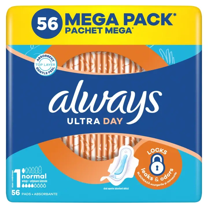 Always Ultra Day Normal Hygienické vložky s křidélky, velikost 1, 56 ks Novinka